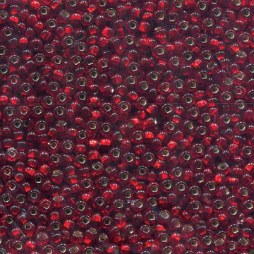 Czech 11/0 Seed Beads- Lt Ruby Silver-Lined