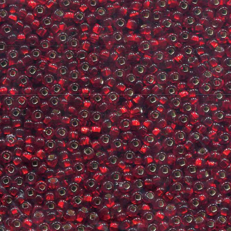 Czech 11/0 Seed Beads- Lt Ruby Silver-Lined