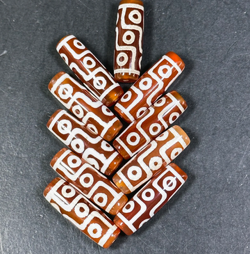Brown & White Eye Bead Agate-Barrel 30x11mm