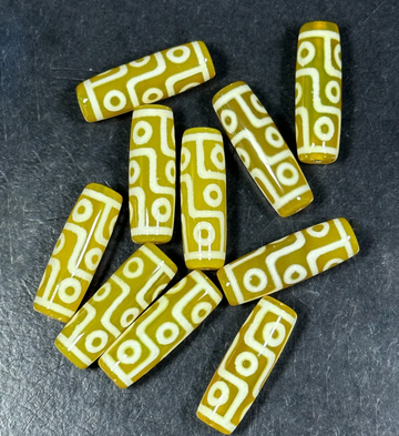 Yellow & White Eye Bead Agate-Barrel 30x11mm