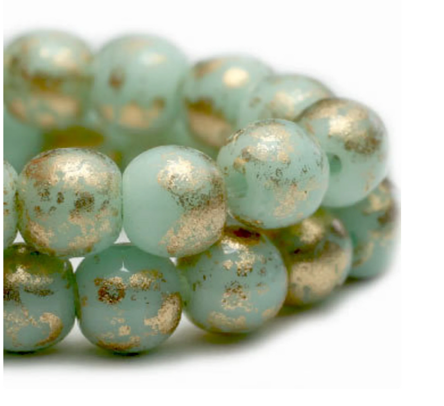 Druk 4mm- Mint with Gold Finish