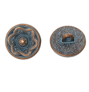 Mandala Star Button- Antique Copper Patina