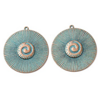 Ammonite Spiral Pendant- Antique Copper Patina