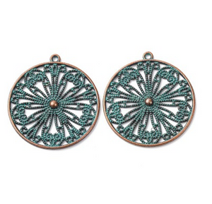 Medallion Filigree Pendant- Antique Copper Patina