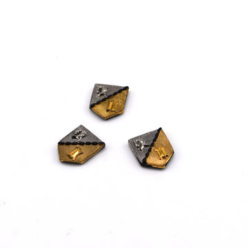 Silver and Gold Shield VINTAGE Glass Cabochon