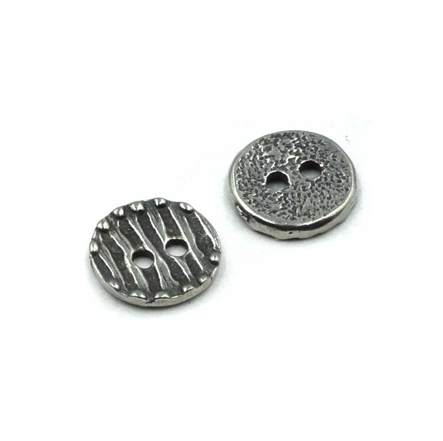 Silly Stripes Button- Antique Pewter