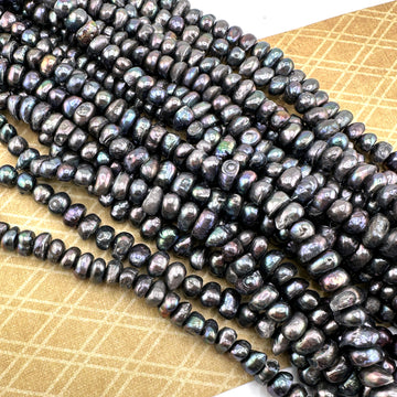 Silver Grey Flat Nugget Pearls-5-8mm