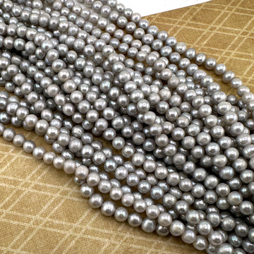 Silver Grey Potato Pearls-4-4.5mm