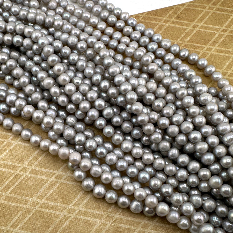 Silver Grey Potato Pearls-4-4.5mm