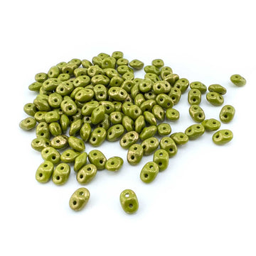 SuperDuos- Gold Marbled Opaque Olive
