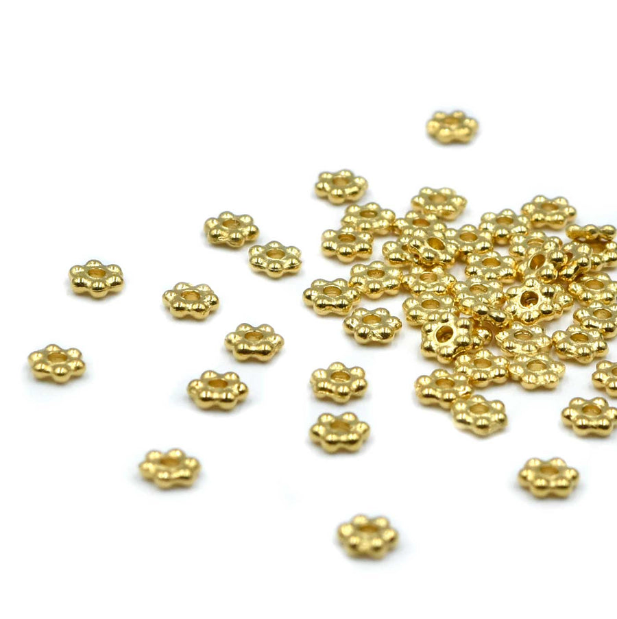 Tierra Daisy Spacers- 24k Gold (50 pieces)