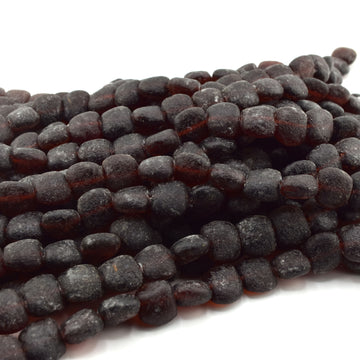 beadshopSTUDIO Vintage Glass Transparent Brown Lava Rock Pillow Bead