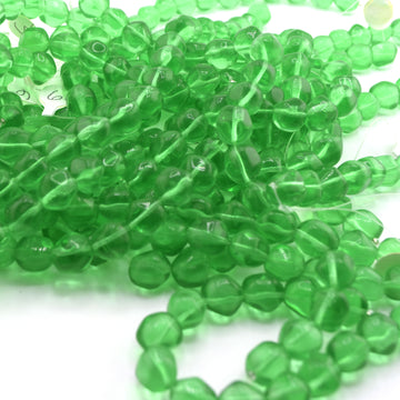beadshopSTUDIO Vintage Glass Transparent Green Irregular Ball