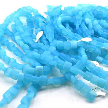 beadshopSTUDIO Vintage Glass Transparent Small Lt. Aqua Matte Rectangle