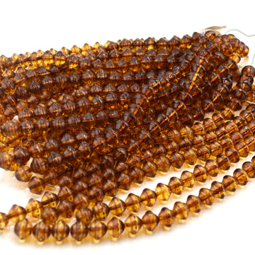 beadshopSTUDIO Vintage Glass Transparent Topaz Travertine Saucer