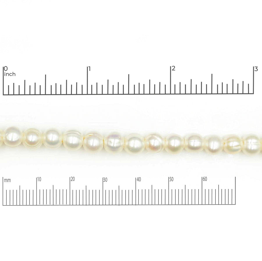 Large Hole Pearls- White Potato, 6-7mm