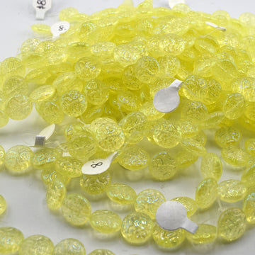 beadshopSTUDIO Vintage Glass Yellow 2 sided AB Ornamental Button Bead