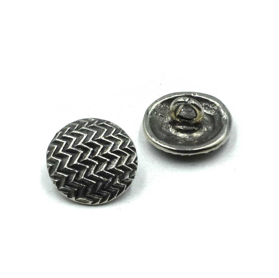 Zig Zag Button- Antique Pewter