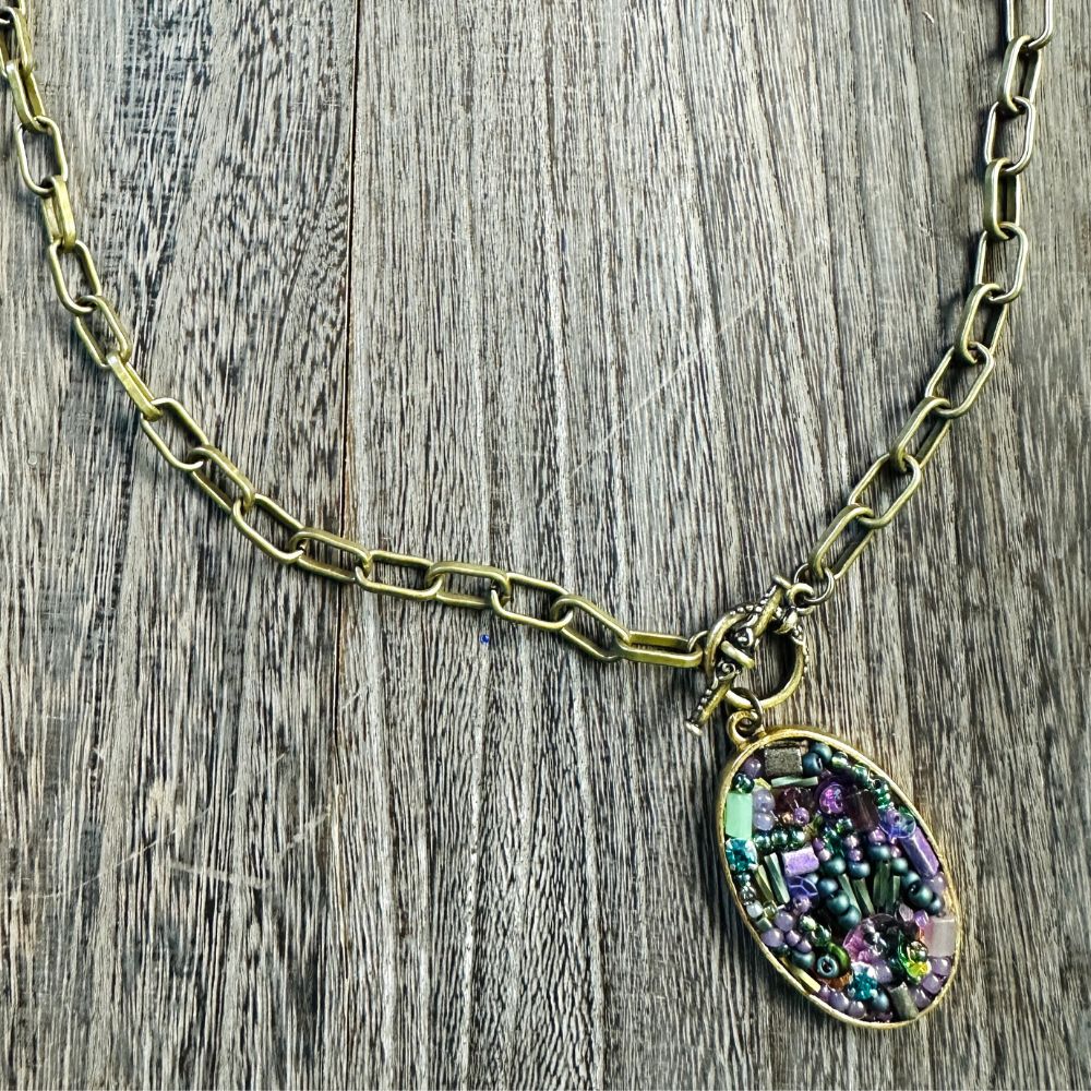 Bead Embroidery Charm Necklace