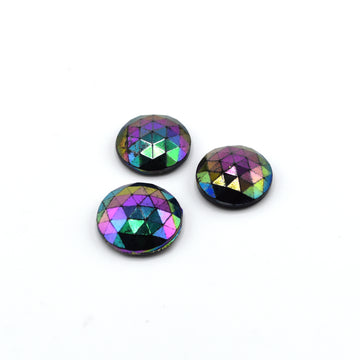 Faceted Black VINTAGE Glass Cabochon