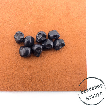 beadshopStudio Stone Skull Bead Black Howlite- 10mm