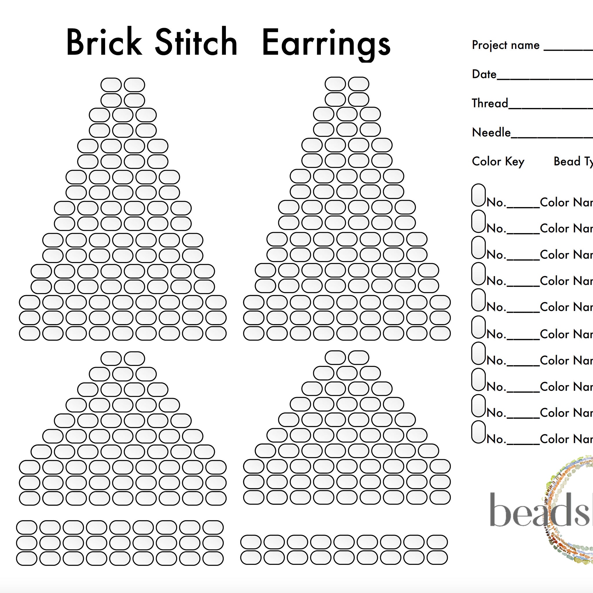 Brick Stitch Earrings Graph