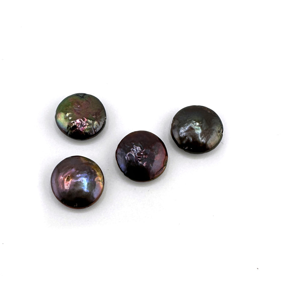 Dark Peacock Coin Pearls- 12mm