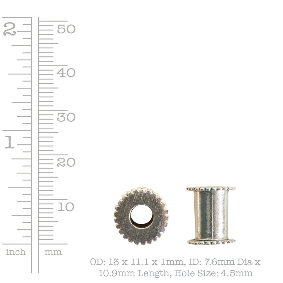 13mm Channel Bead- Antique Silver