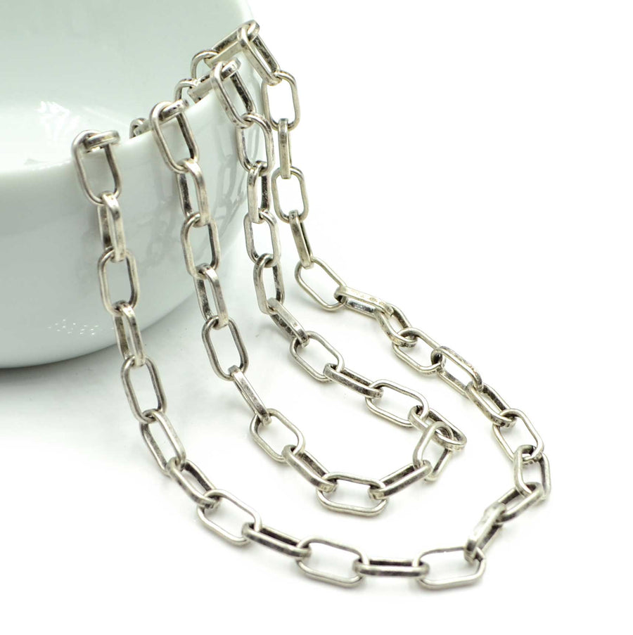Flat Paperclip- Antique Silver Chain by the Foot