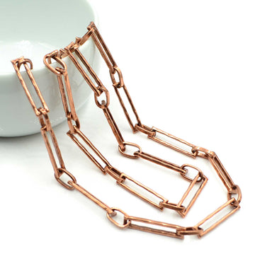 Rustic Rectangle- Antique Copper Chain by the Foot