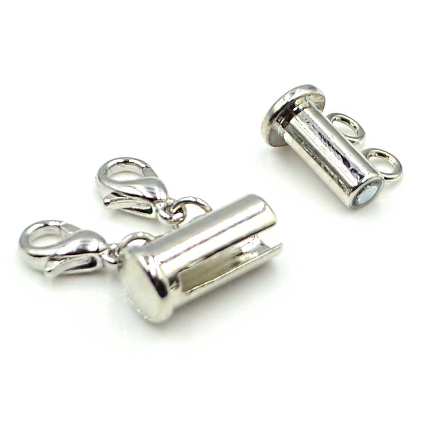 Layering Clasp, Cylinder 2 Hook- Silver