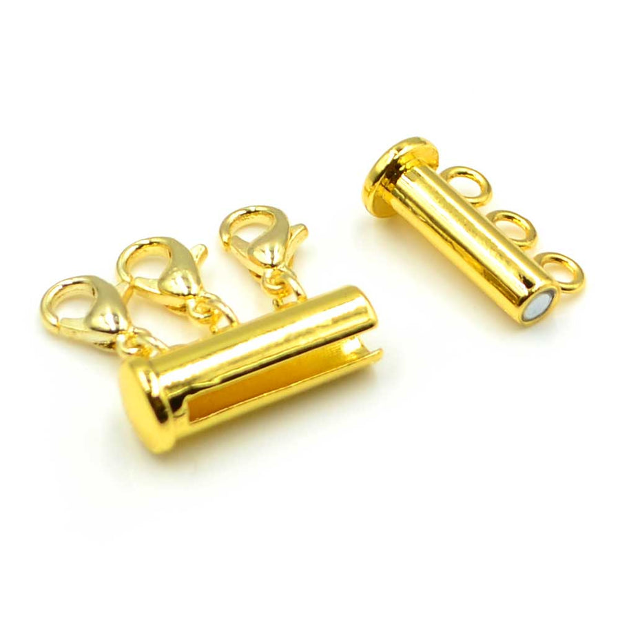 Layering Clasp, Cylinder 3 Hook- Gold