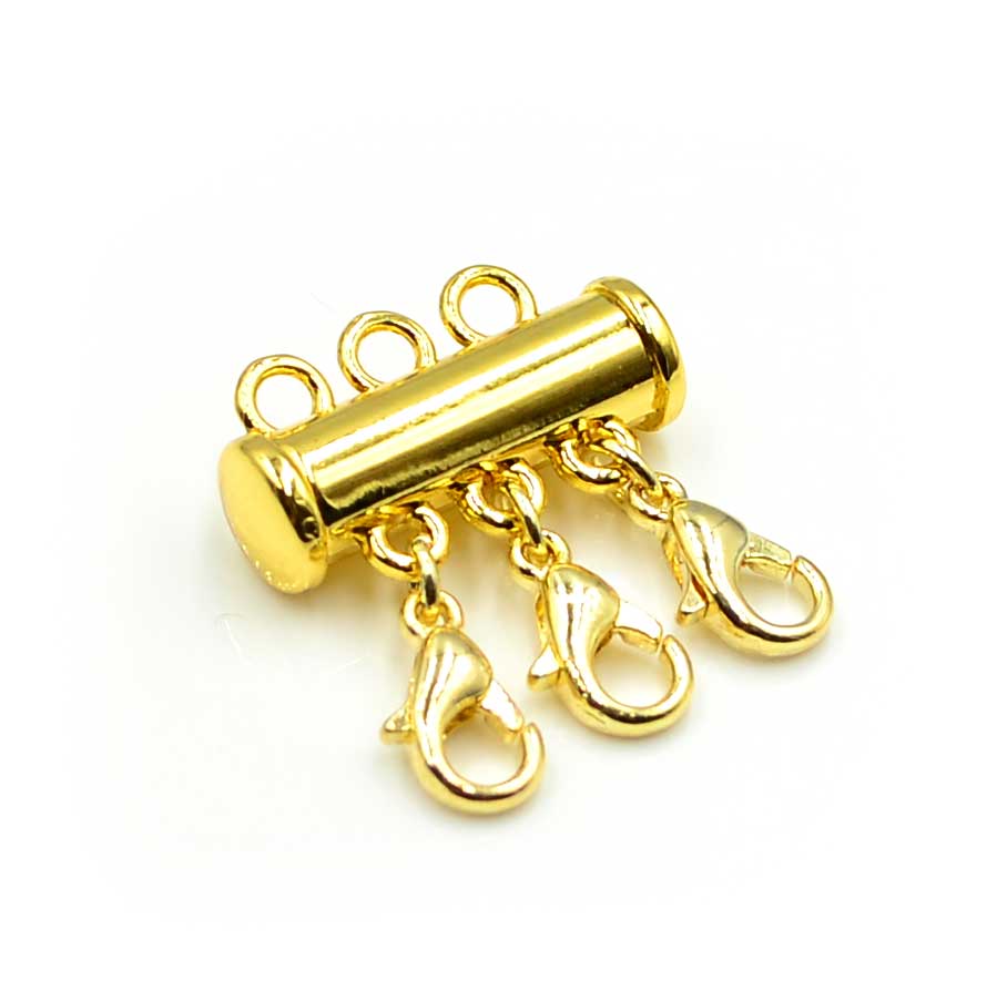 Layering Clasp, Cylinder 3 Hook- Gold