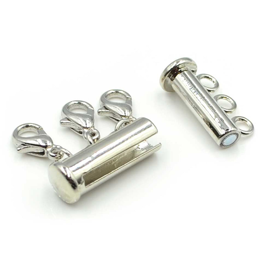 Layering Clasp, Cylinder 3 Hook- Silver