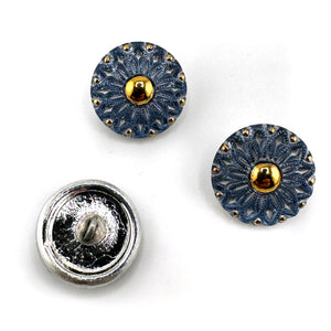 Collarette Button- Slate Blue with Gold Accents