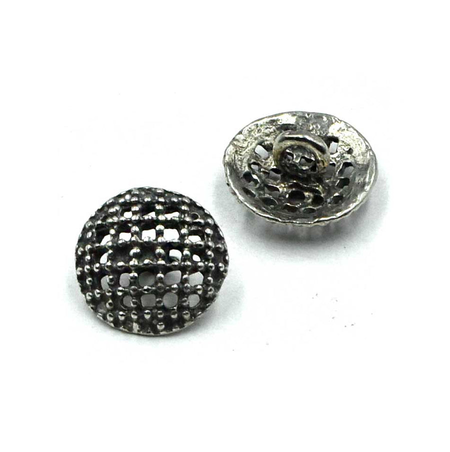Cross Stitch Button- Antique Pewter