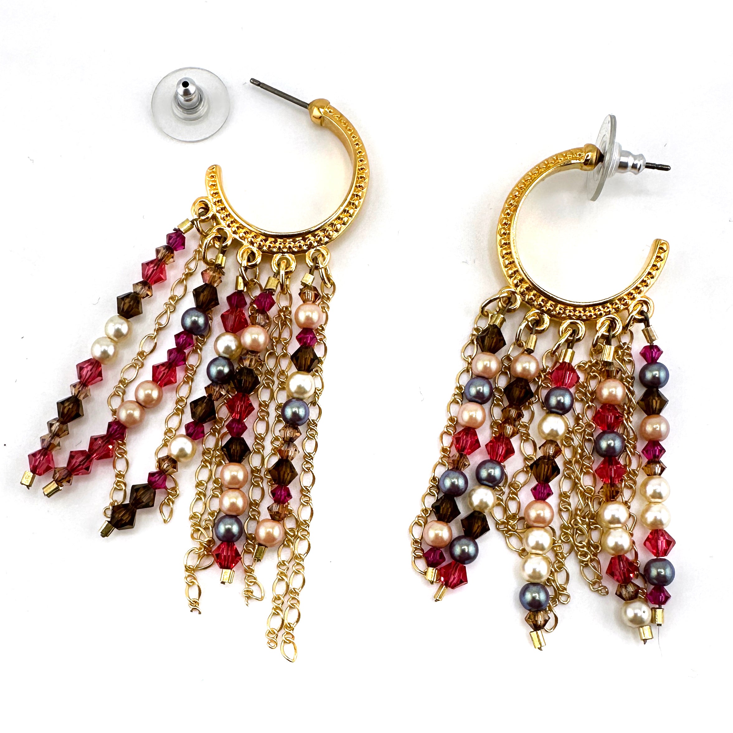 Crystal & Pearl Cascade Hoops