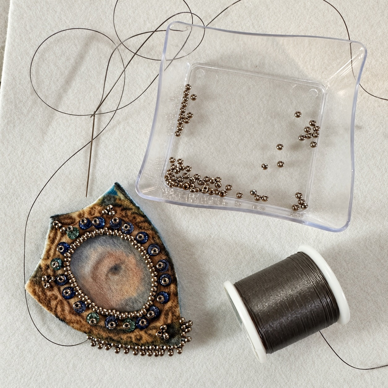 Embroidered Shield Pendant