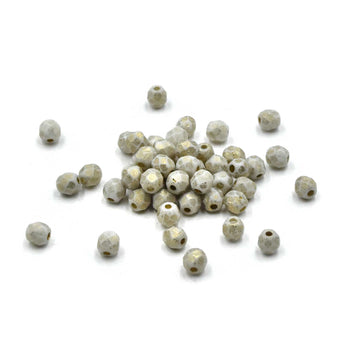 4mm- Off White Etched, Gold Finish