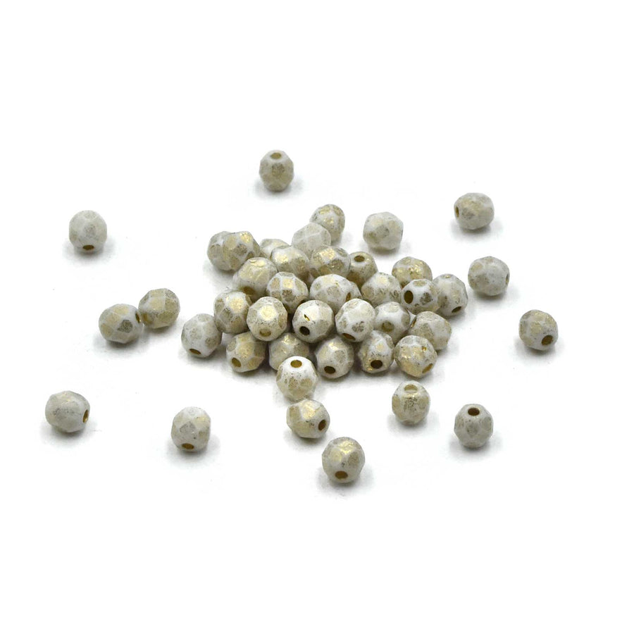 4mm- Off White Etched, Gold Finish