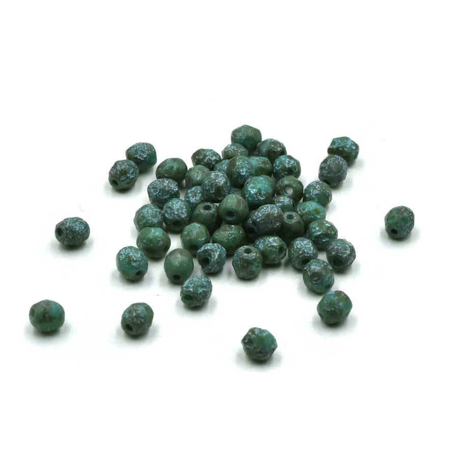 4mm- Sea Green Picasso Etched, Turquoise Wash