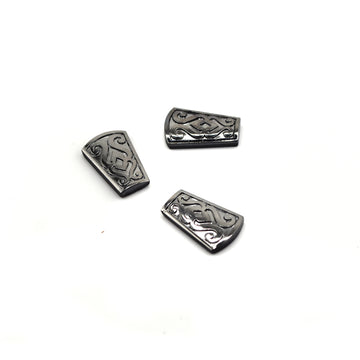 Embossed Hematite VINTAGE Glass Cabochon