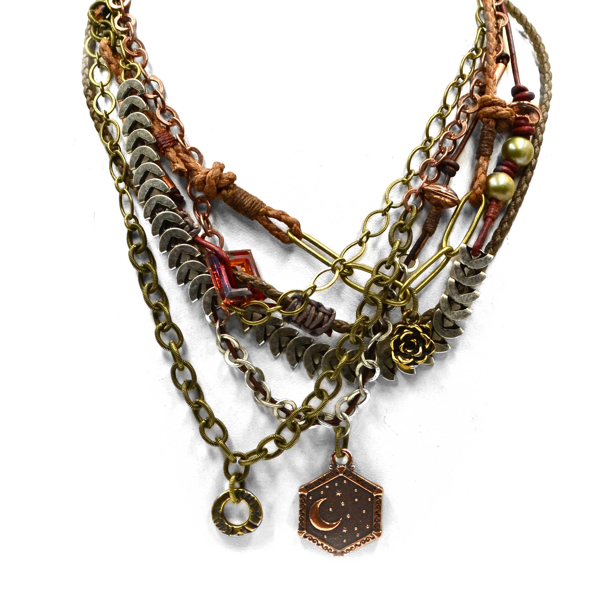 Leather and Chain Improv Necklace<br>4.27.22