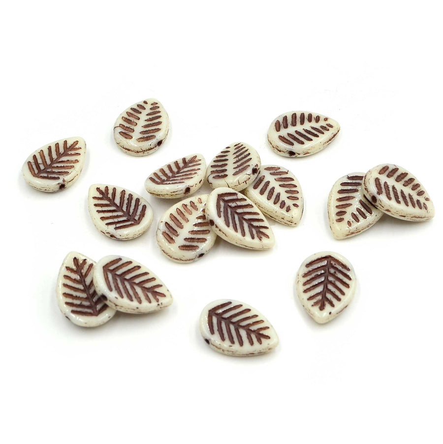 Dogwood Leaves- White, Brown Wash