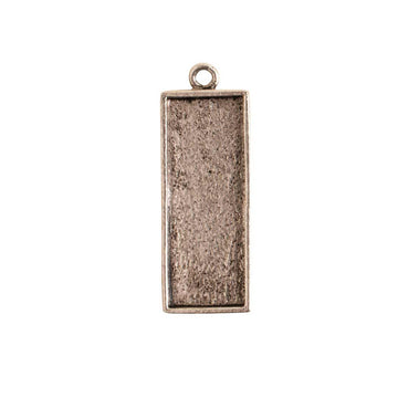 33mm Long Rectangle- Antique Silver