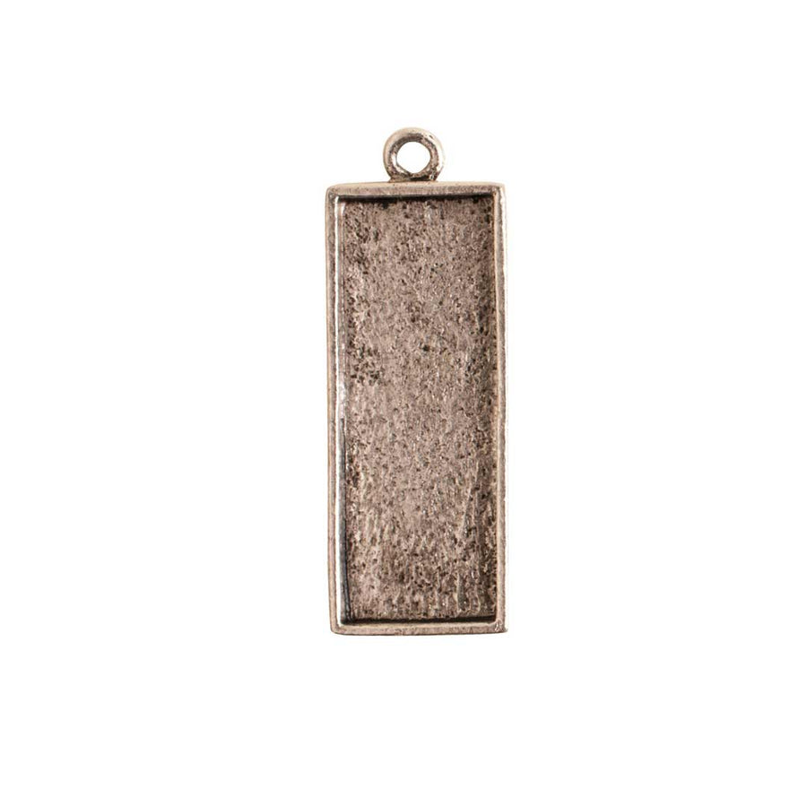 33mm Long Rectangle- Antique Silver