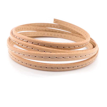 Stitched Natural- 5mm Strap Leather by the Yard