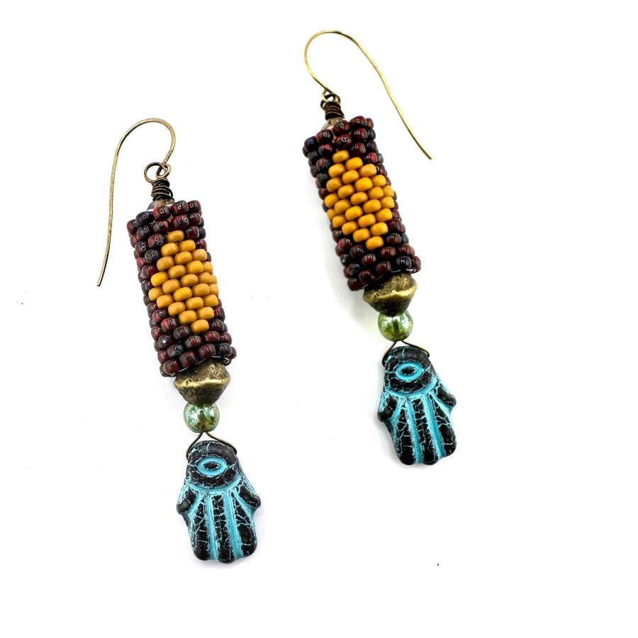 Odd-Count Peyote Spring Talisman Earrings