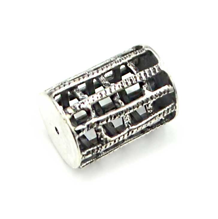 Sterling Silver Open Cage Barrel Bead