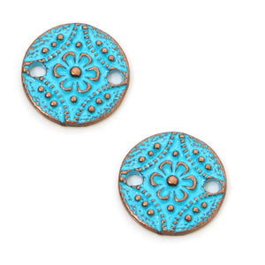 Mandala Flower Connector- Antique Copper Pantina